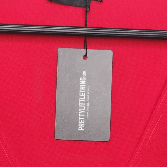 Pretty Little Thing Red Ruffle Detail Faux Wrap Mini Dress Women's Size 22. - Picture 8 of 13